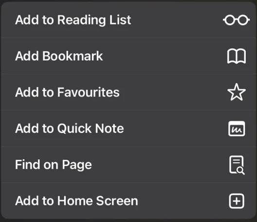 Share list with Add to Home Screen